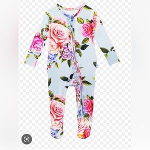 Posh Peanut Country Rose Ruffled Zippered Footie 0-3M